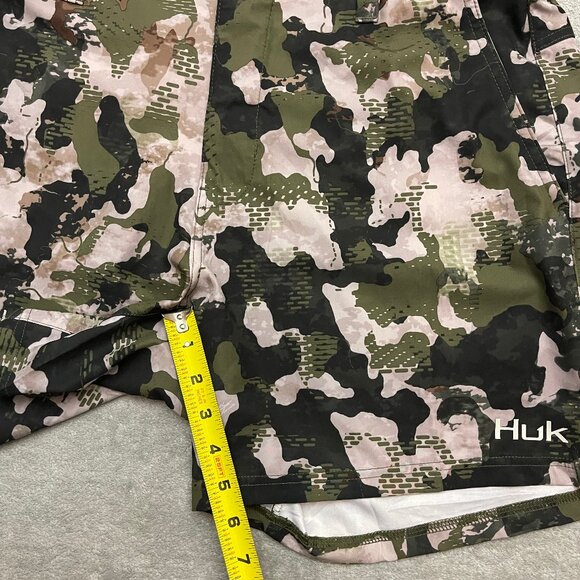 Huk Shorts Performance Fishing Camo Low Country Green Mens XL Elastic Waist - Picture 3 of 11